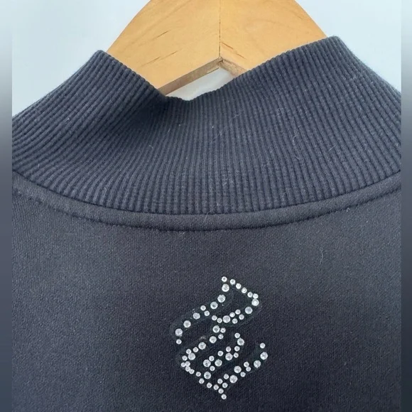 Rocawear Bling Rhinestone Zip-Up Jacket Black Mock Neck Size 1X Y2K - Picture 10 of 12